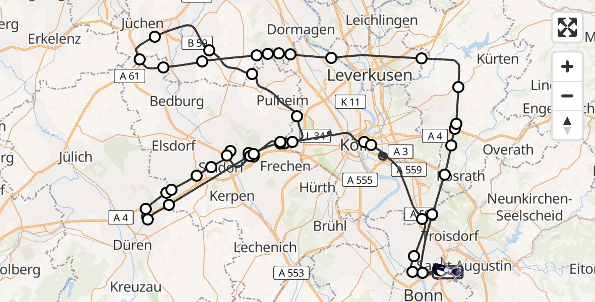 Flugroute Polizeihubschrauber Sankt Augustin - Sankt Augustin, 16 April 2026, 12:20