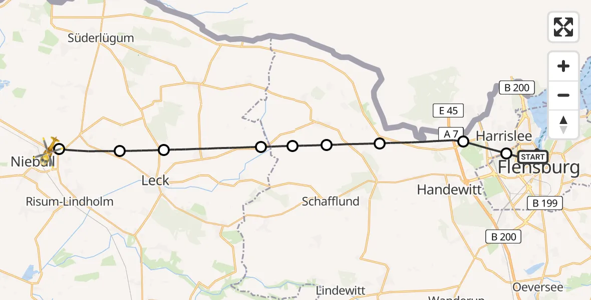 Flugroute Rettungshubschrauber Flensburg - Niebüll, 16 April 2026, 12:38