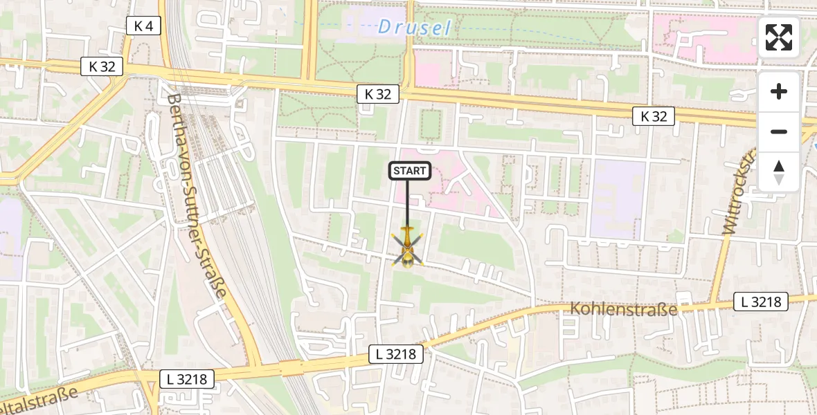 Flugroute Rettungshubschrauber Kassel - Kassel, 16 April 2026, 12:40