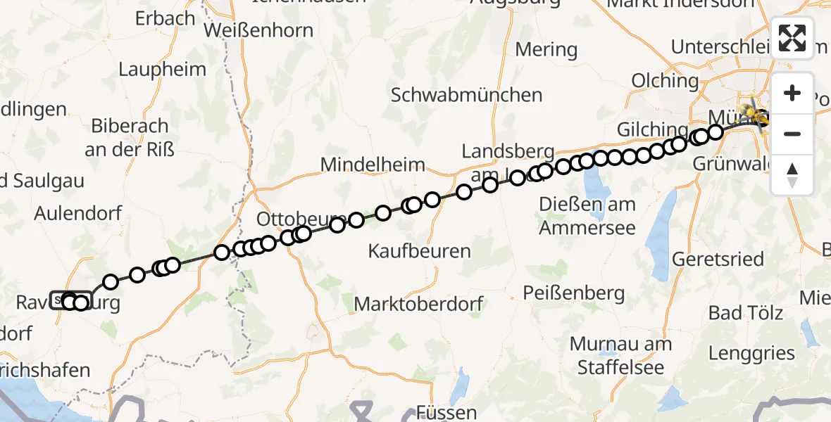 Flugroute Rettungshubschrauber Sankt Elisabeth Hospital - Rechts der Isar University Hospital, 16 April 2026, 12:47