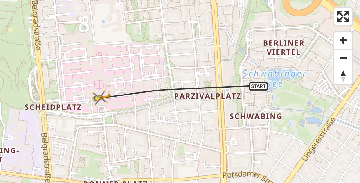 Flugroute Rettungshubschrauber München - München, 16 April 2026, 12:50