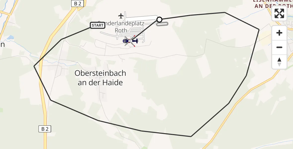 Flugroute Polizeihubschrauber Roth - Flugplatz Roth, 16 April 2026, 12:52