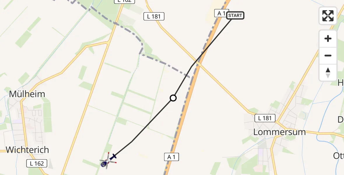 Flugroute Polizeihubschrauber Weilerswist - Zülpich, 16 April 2026, 12:56