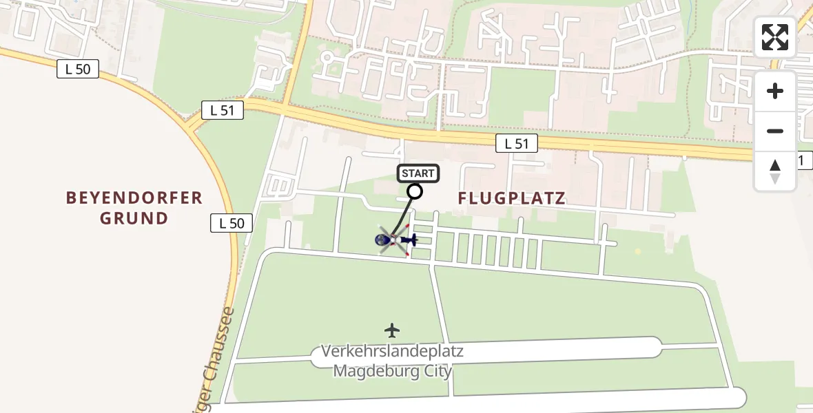 Flugroute Polizeihubschrauber Magdeburg - Magdeburg City Flugplatz, 16 April 2026, 12:57