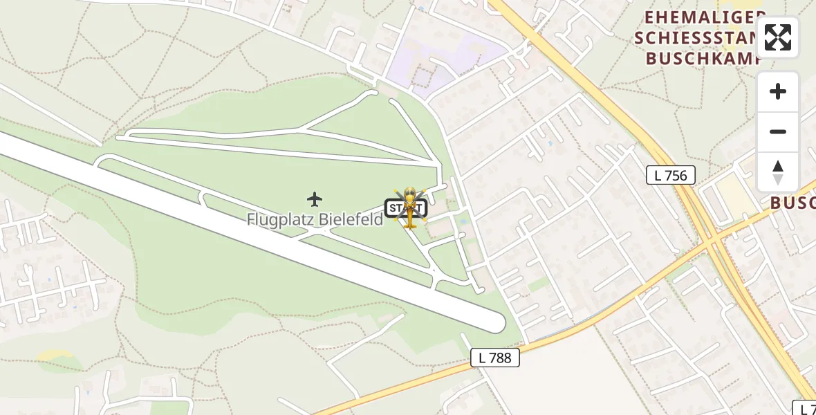 Flugroute Ambulanzhubschrauber Bielefeld Flughafen - Bielefeld Flughafen, 16 April 2026, 12:57