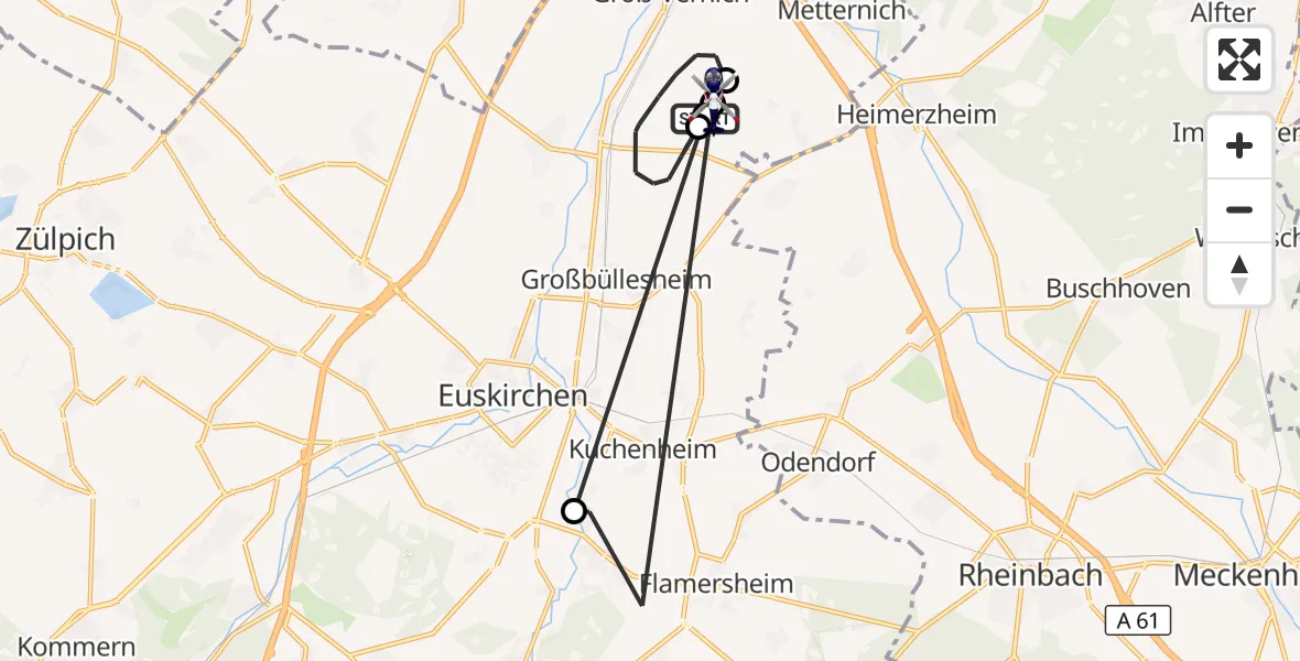 Flugroute Polizeihubschrauber Weilerswist UL - Weilerswist UL, 16 April 2026, 13:04