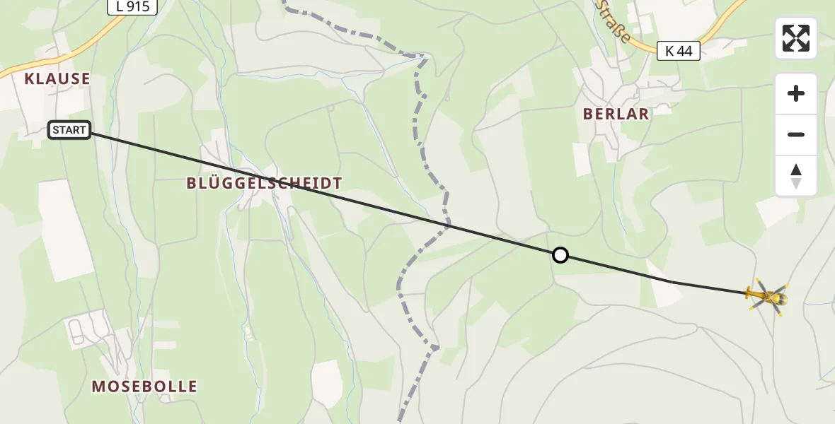 Flugroute Rettungshubschrauber Meschede - Bestwig, 16 April 2026, 13:15