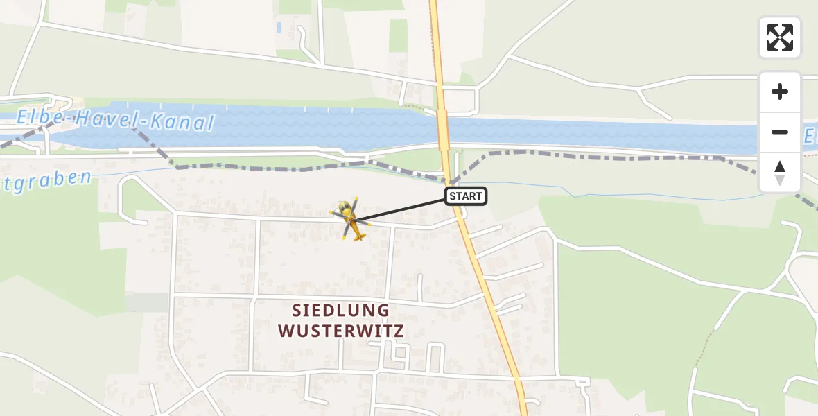 Flugroute Rettungshubschrauber Wusterwitz - Wusterwitz, 16 April 2026, 13:23