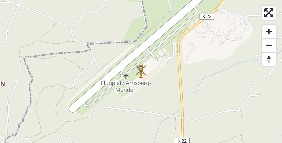 Flugroute Ambulanzhubschrauber Arnsberg-Menden Flugplatz - Arnsberg-Menden Flugplatz, 16 April 2026, 13:32