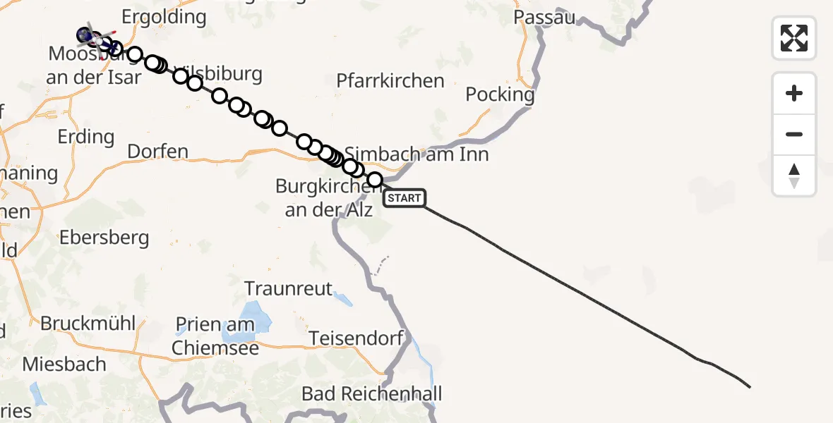 Flugroute Polizeihubschrauber Hochburg-Ach - Wang, 16 April 2026, 13:34