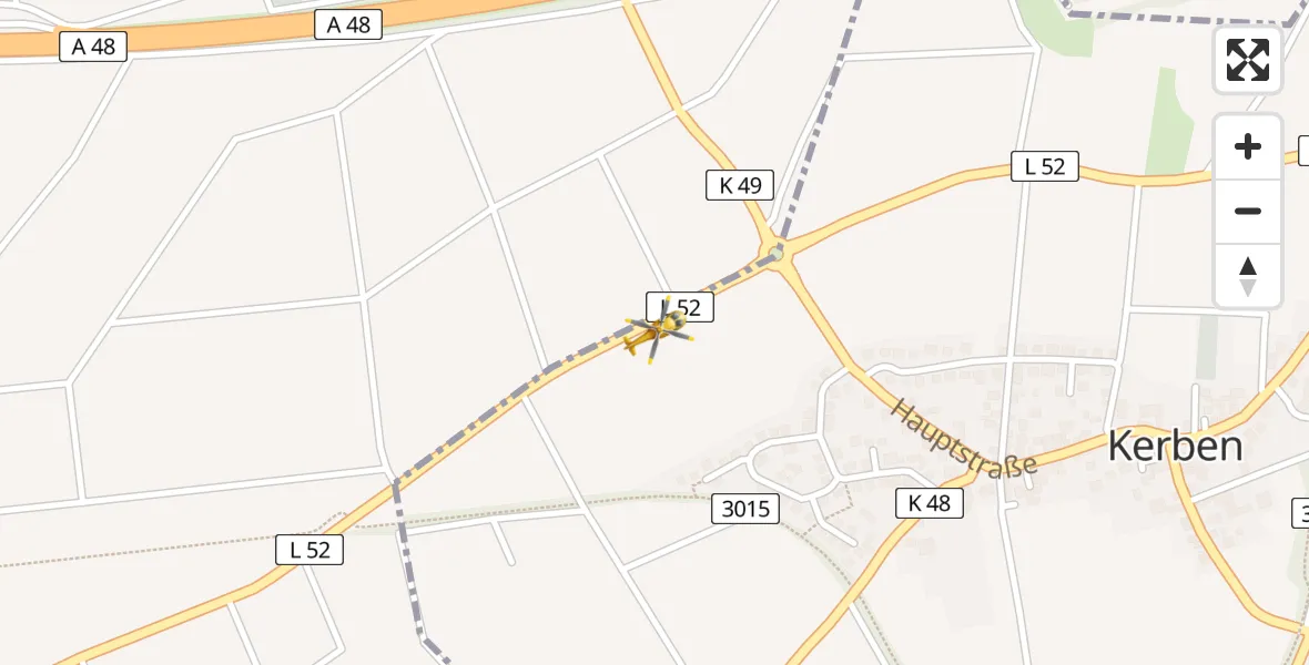 Flugroute Rettungshubschrauber Kerben - Kerben, 16 April 2026, 13:34