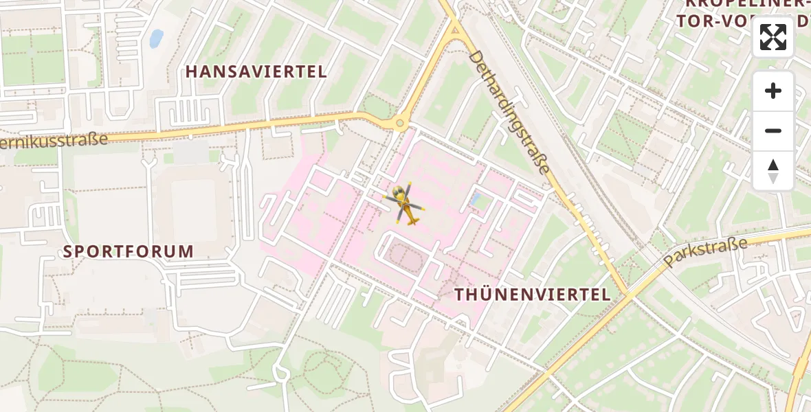 Flugroute Rettungshubschrauber Rostock University Hubschrauberlandeplatz - Rostock University Hubschrauberlandeplatz, 16 April 2026, 13:35