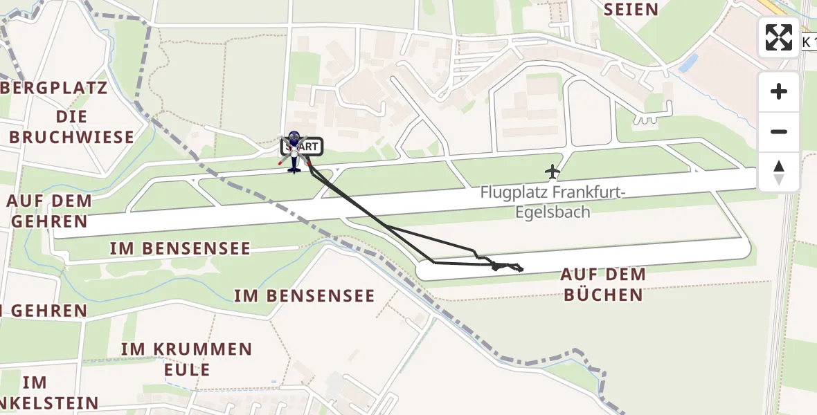 Flugroute Polizeihubschrauber Flughafen Frankfurt-Egelsbach - Flughafen Frankfurt-Egelsbach, 16 April 2026, 13:40