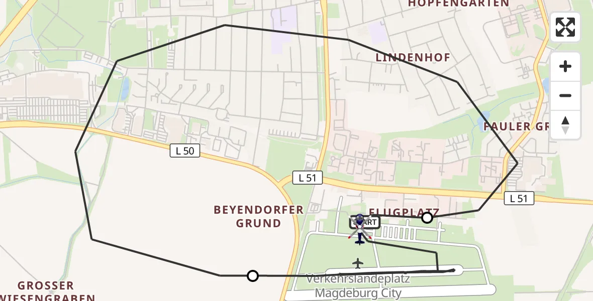 Flugroute Polizeihubschrauber Magdeburg City Flugplatz - Magdeburg City Flugplatz, 16 April 2026, 13:49
