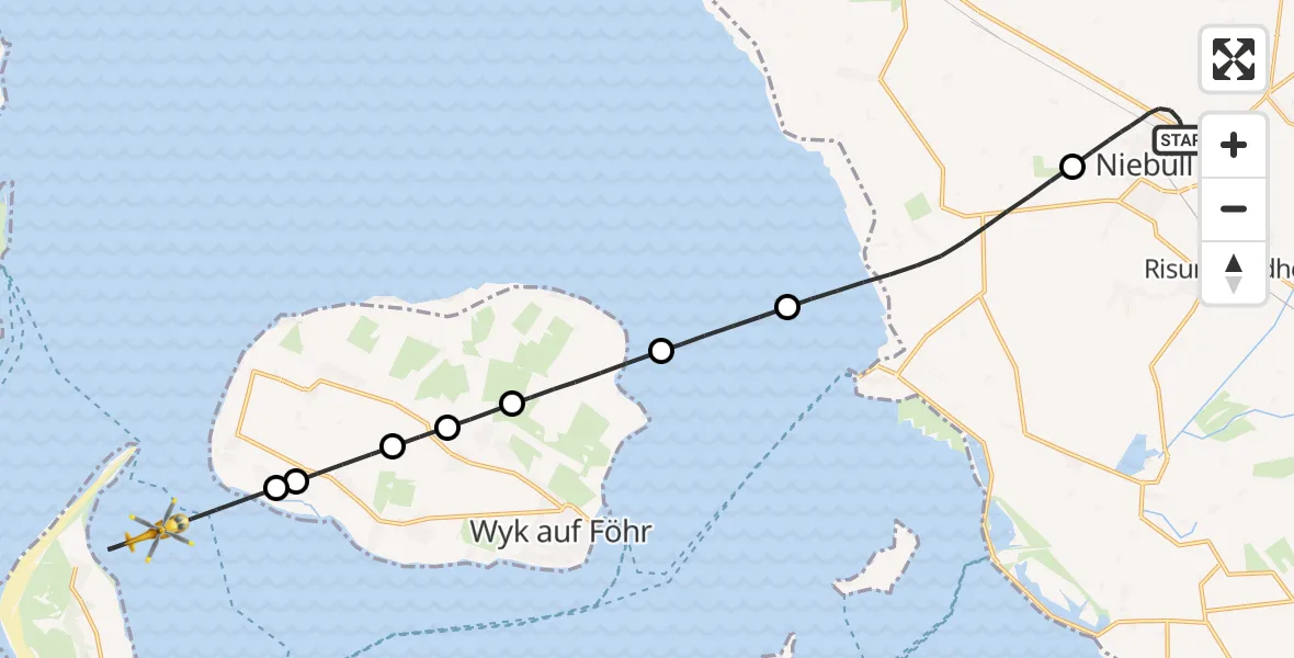 Flugroute Rettungshubschrauber Niebüll - Utersum, 16 April 2026, 14:23