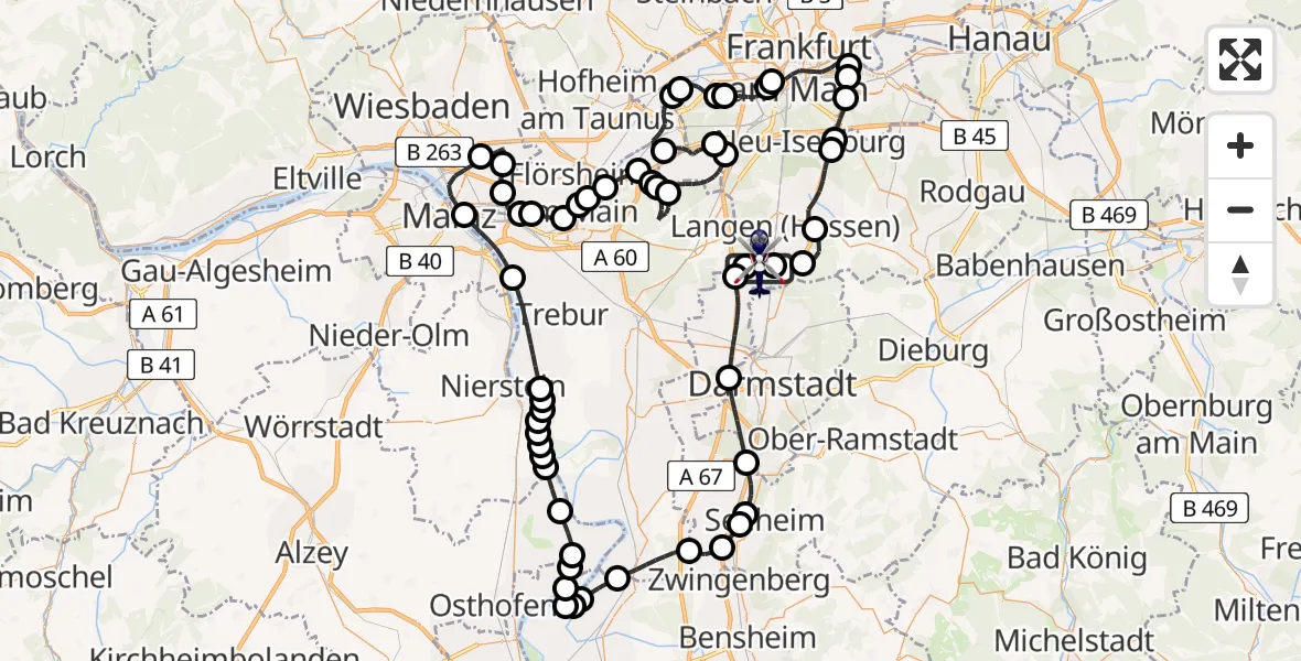 Flugroute Polizeihubschrauber Flughafen Frankfurt-Egelsbach - Flughafen Frankfurt-Egelsbach, 16 April 2026, 14:38