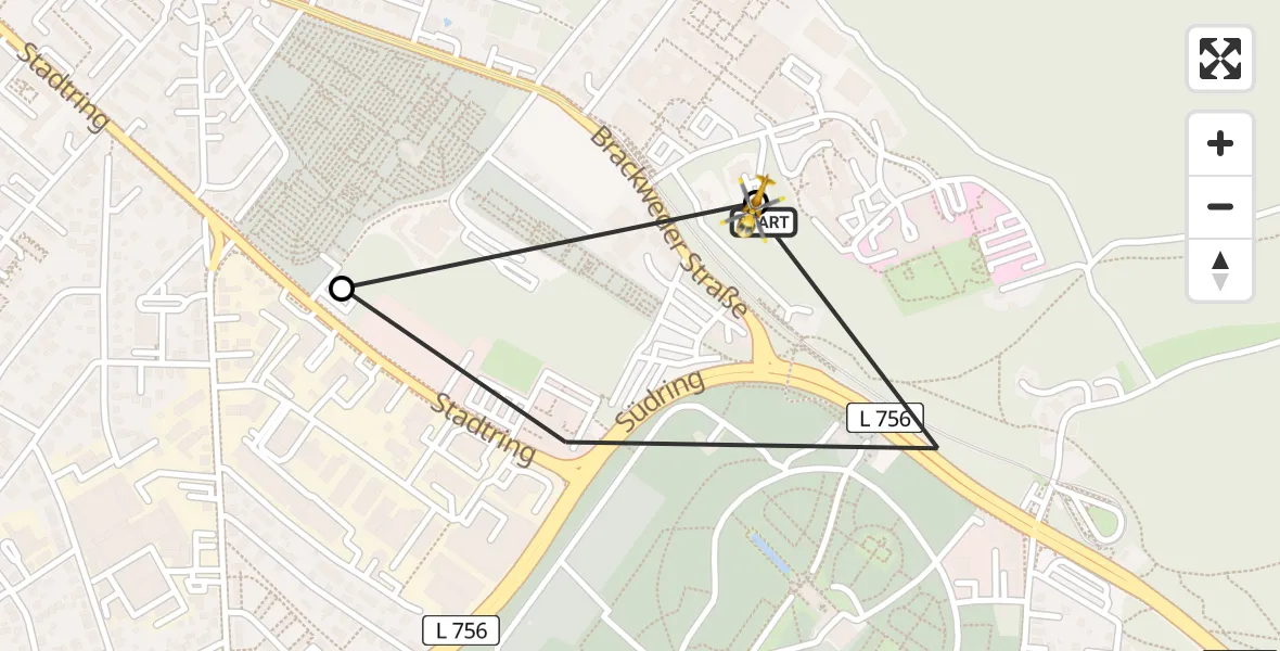 Flugroute Rettungshubschrauber Luftrettungszentrum Bielefeld - Luftrettungszentrum Bielefeld, 16 April 2026, 14:43