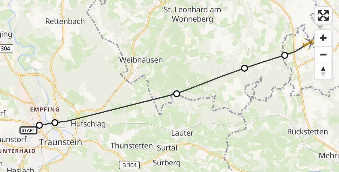 Flugroute Rettungshubschrauber Traunstein Hospital - Petting, 16 April 2026, 14:44