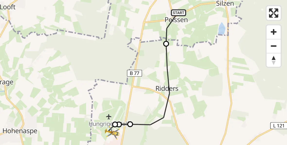 Flugroute Rettungshubschrauber Peissen - Itzehoe Hungriger Wolf Flugplatz, 16 April 2026, 15:02