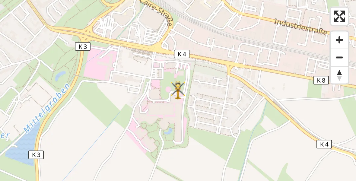 Flugroute Rettungshubschrauber Ludwigshafen Accident Hospital - Ludwigshafen Accident Hospital, 16 April 2026, 15:10