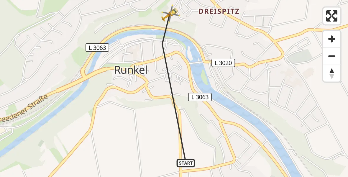 Flugroute Rettungshubschrauber Runkel - Runkel, 16 April 2026, 15:20
