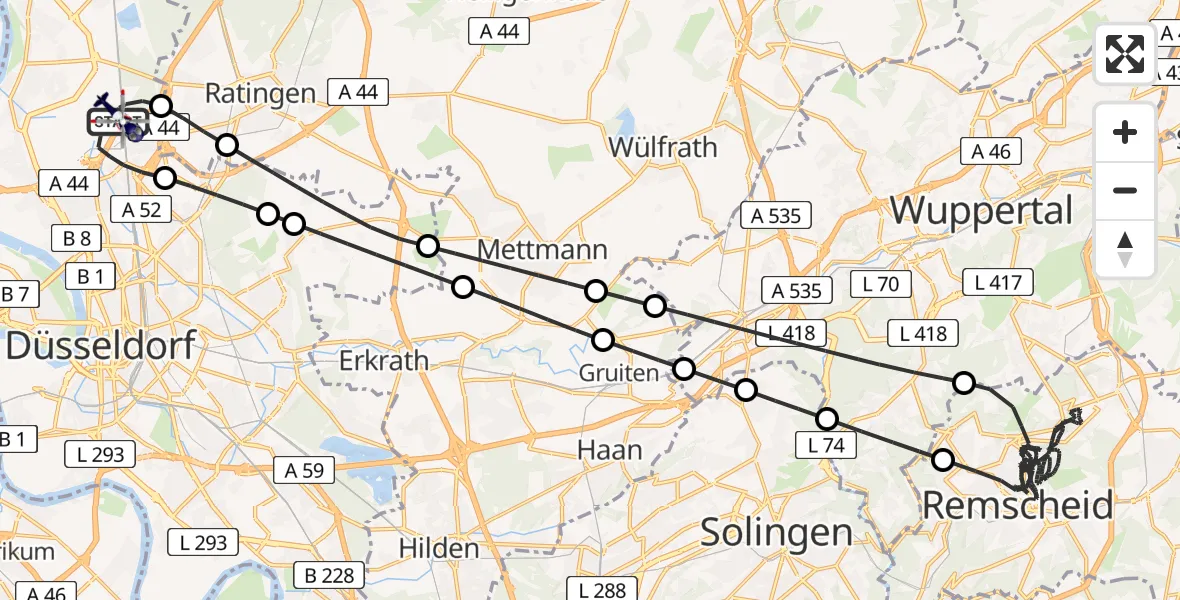 Flugroute Polizeihubschrauber Düsseldorf Flughafen - Düsseldorf Flughafen, 16 April 2026, 15:26