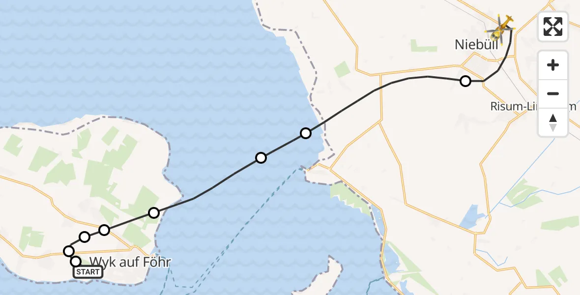Flugroute Rettungshubschrauber Wyk auf Föhr Flughafen - Niebüll, 16 April 2026, 15:29