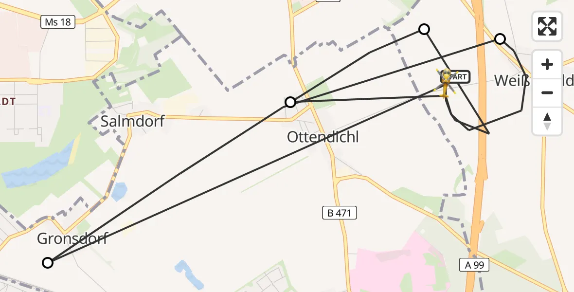 Flugroute Rettungshubschrauber Vaterstetten - Vaterstetten, 16 April 2026, 15:30