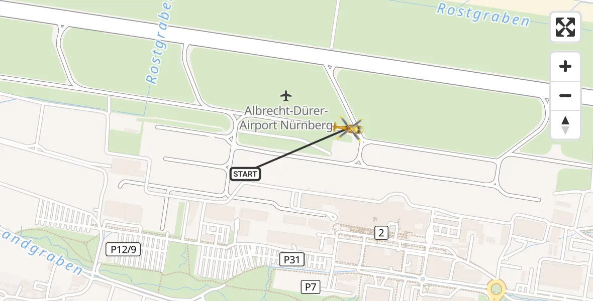 Flugroute Rettungshubschrauber Flughafen Nuremberg - Flughafen Nuremberg, 16 April 2026, 15:30
