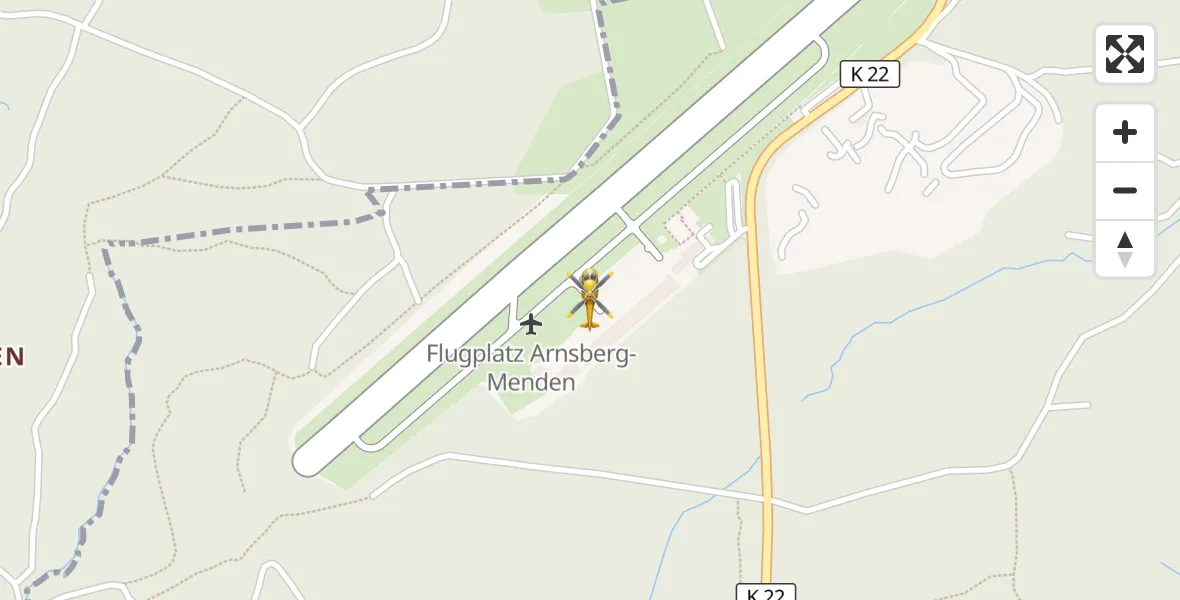 Flugroute Ambulanzhubschrauber Arnsberg-Menden Flugplatz - Arnsberg-Menden Flugplatz, 16 April 2026, 16:57