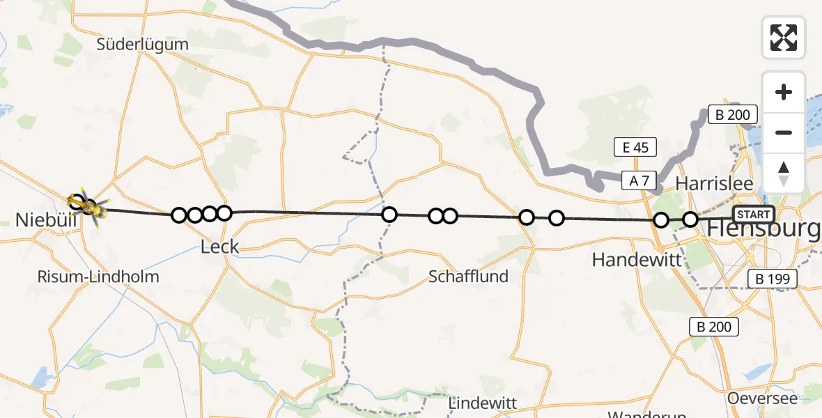 Flugroute Rettungshubschrauber Flensburg - Niebüll, 16 April 2026, 18:02