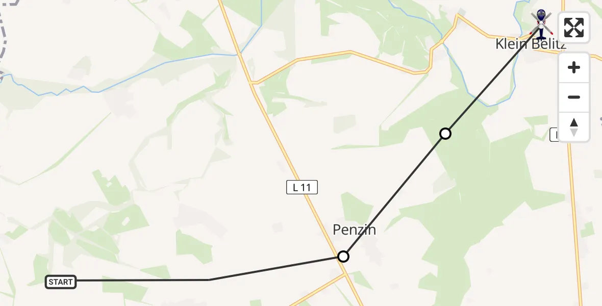 Flugroute Polizeihubschrauber Bernitt - Klein Belitz, 16 April 2026, 18:24