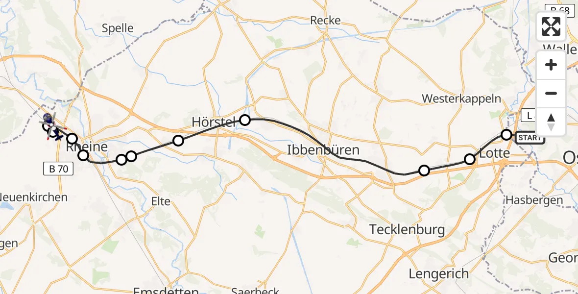 Flugroute Polizeihubschrauber Osnabrück - Rheine, 16 April 2026, 18:30