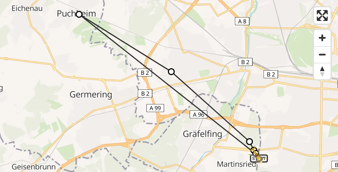 Flugroute Rettungshubschrauber DRF Air Rescue München Hubschrauberlandeplatz - DRF Air Rescue München Hubschrauberlandeplatz, 16 April 2026, 19:47