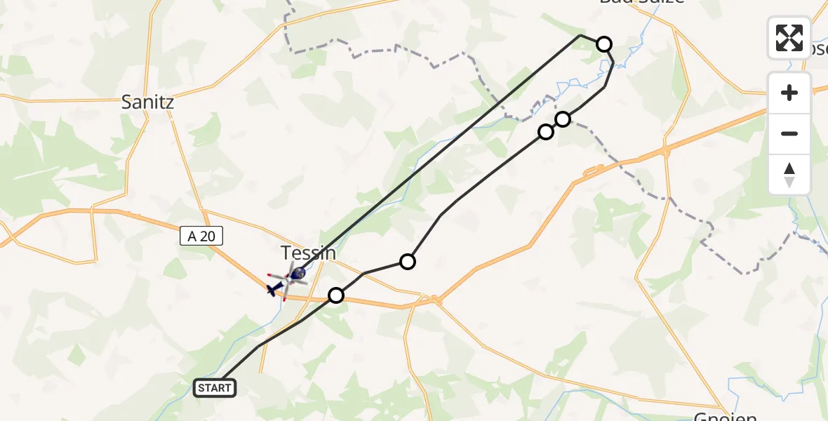 Routekaart van de vlucht: Polizeihubschrauber nach Tessin, Camminer Straße