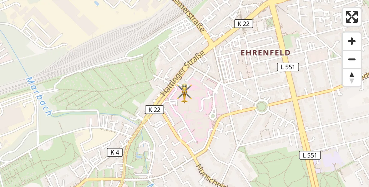 Flugroute Ambulanzhubschrauber Bochum - Bochum, 16 April 2026, 21:50