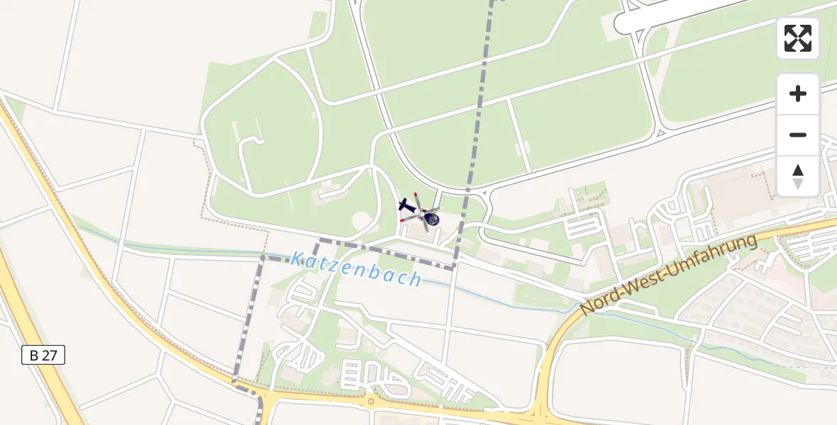 Flugroute Polizeihubschrauber Flughafen Stuttgart - Flughafen Stuttgart, 17 April 2026, 00:10