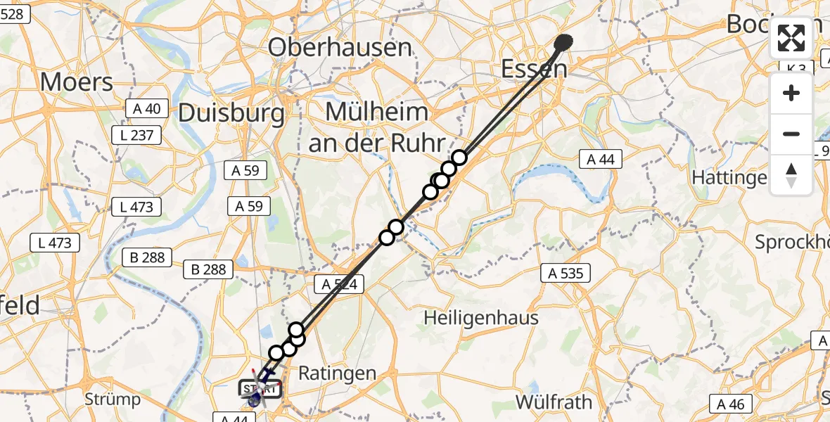 Flugroute Polizeihubschrauber Düsseldorf Flughafen - Düsseldorf Flughafen, 17 April 2026, 00:24