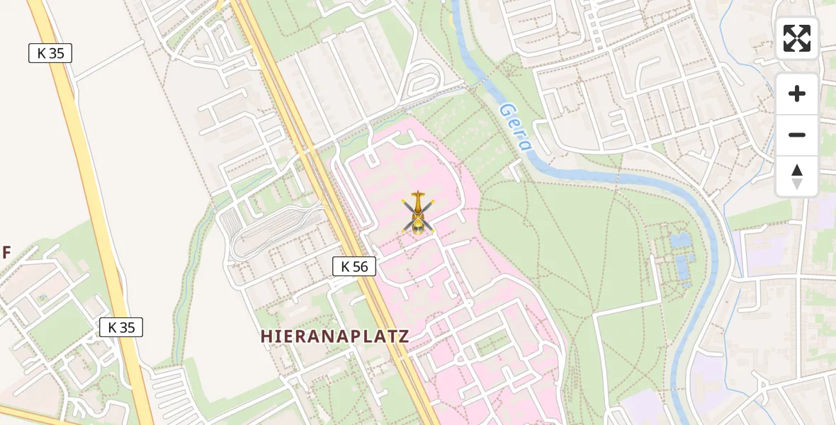 Flugroute Ambulanzhubschrauber Helios Clinic Erfurt - Helios Clinic Erfurt, 17 April 2026, 00:55