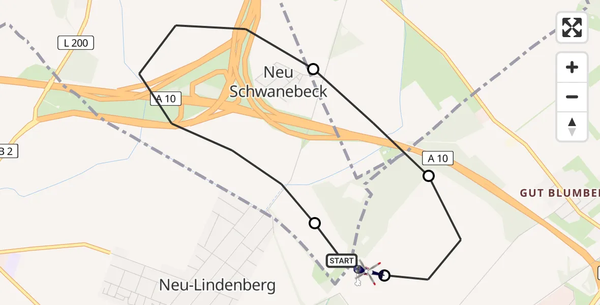Flugroute Polizeihubschrauber Ahrensfelde Hubschrauberlandeplatz - Ahrensfelde Hubschrauberlandeplatz, 17 April 2026, 01:44