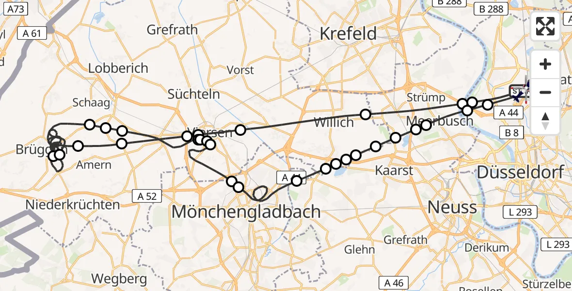 Flugroute Polizeihubschrauber Düsseldorf Flughafen - Düsseldorf Flughafen, 17 April 2026, 02:05
