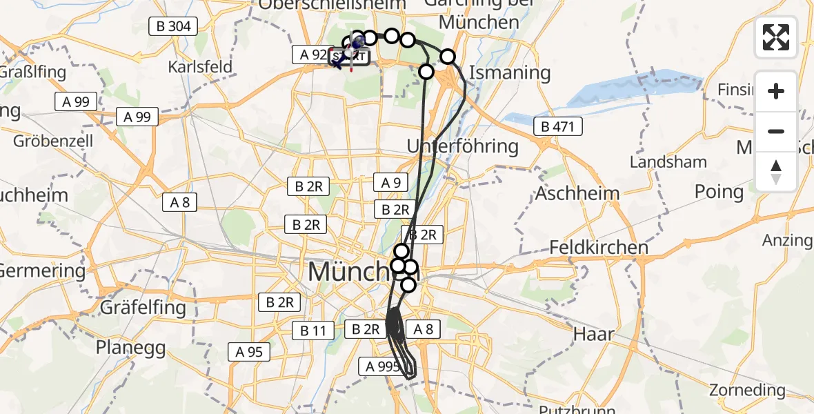 Flugroute Polizeihubschrauber Oberschleißheim - Oberschleißheim, 17 April 2026, 05:19