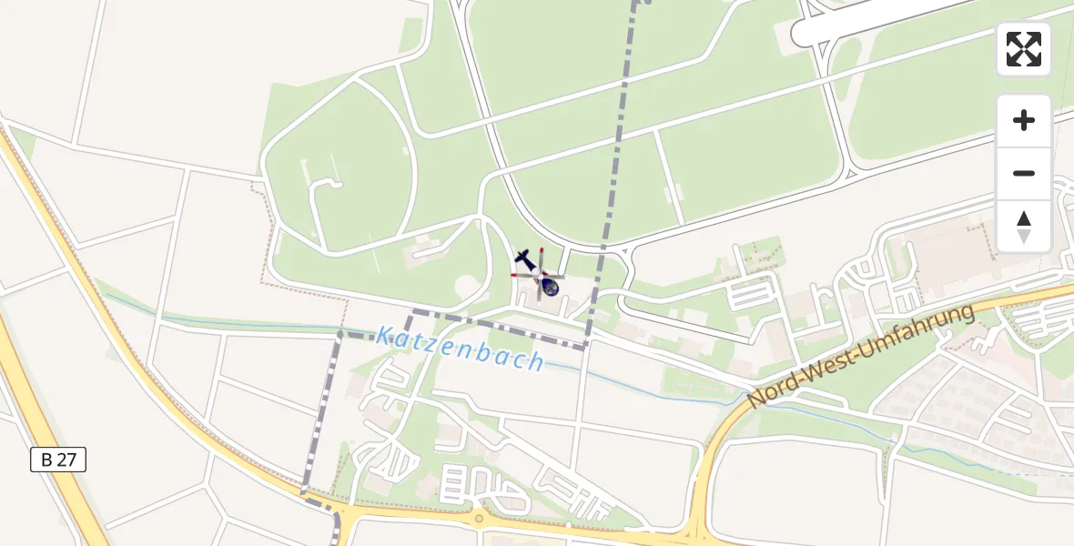Flugroute Polizeihubschrauber Flughafen Stuttgart - Flughafen Stuttgart, 17 April 2026, 05:44