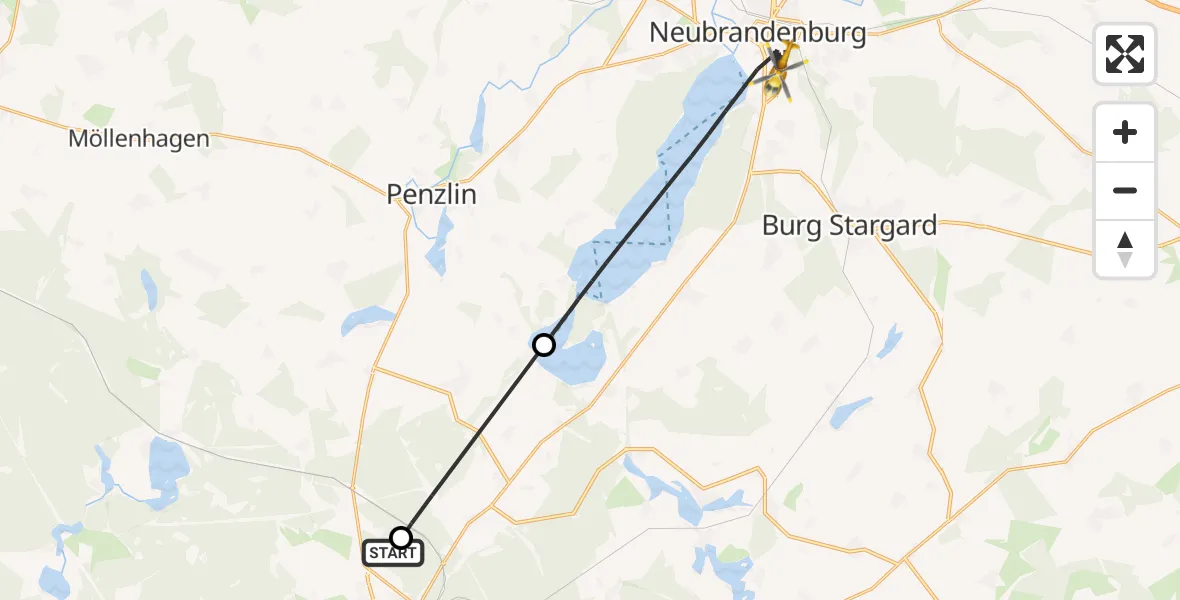 Flugroute Rettungshubschrauber Neustrelitz - Neubrandenburg, 17 April 2026, 05:46