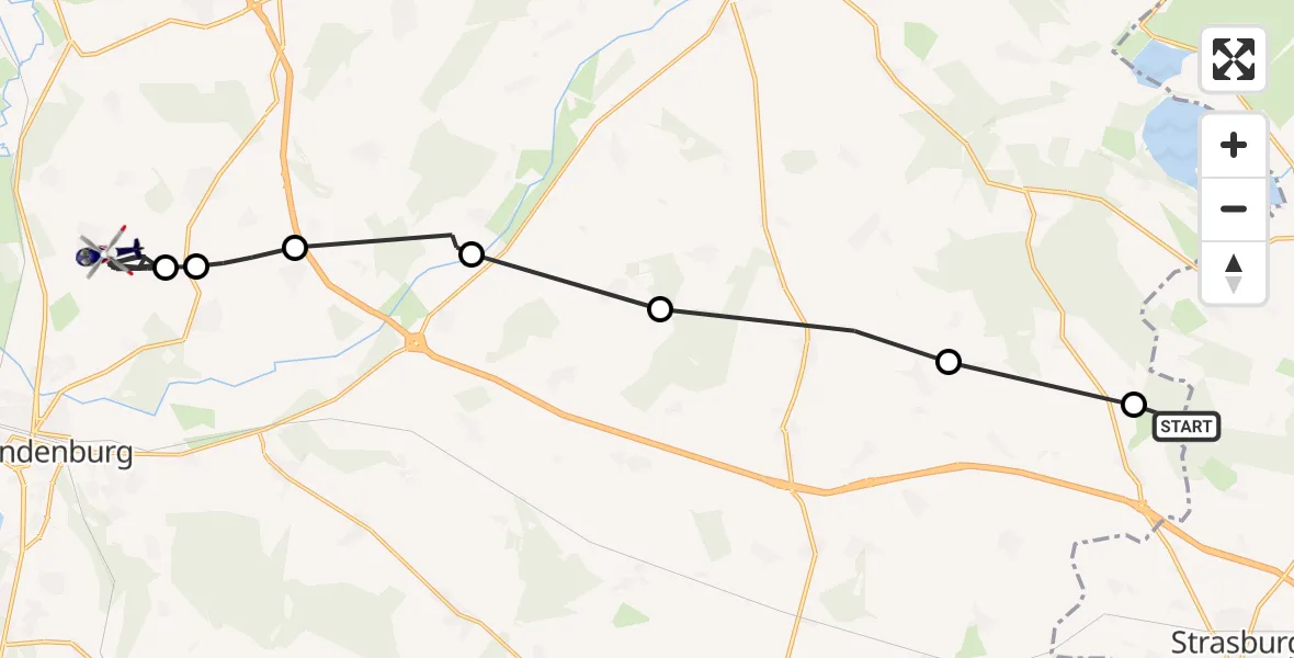 Flugroute Polizeihubschrauber Strasburg (Uckermark) - Neubrandenburg Trollenhagen Flughafen, 17 April 2026, 06:03