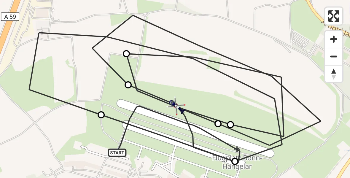 Flugroute Polizeihubschrauber Bonn-Hangelar Flugplatz - Bonn-Hangelar Flugplatz, 17 April 2026, 06:27