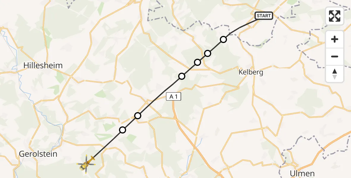 Flugroute Ambulanzhubschrauber Müllenbach - Gerolstein, 17 April 2026, 06:30