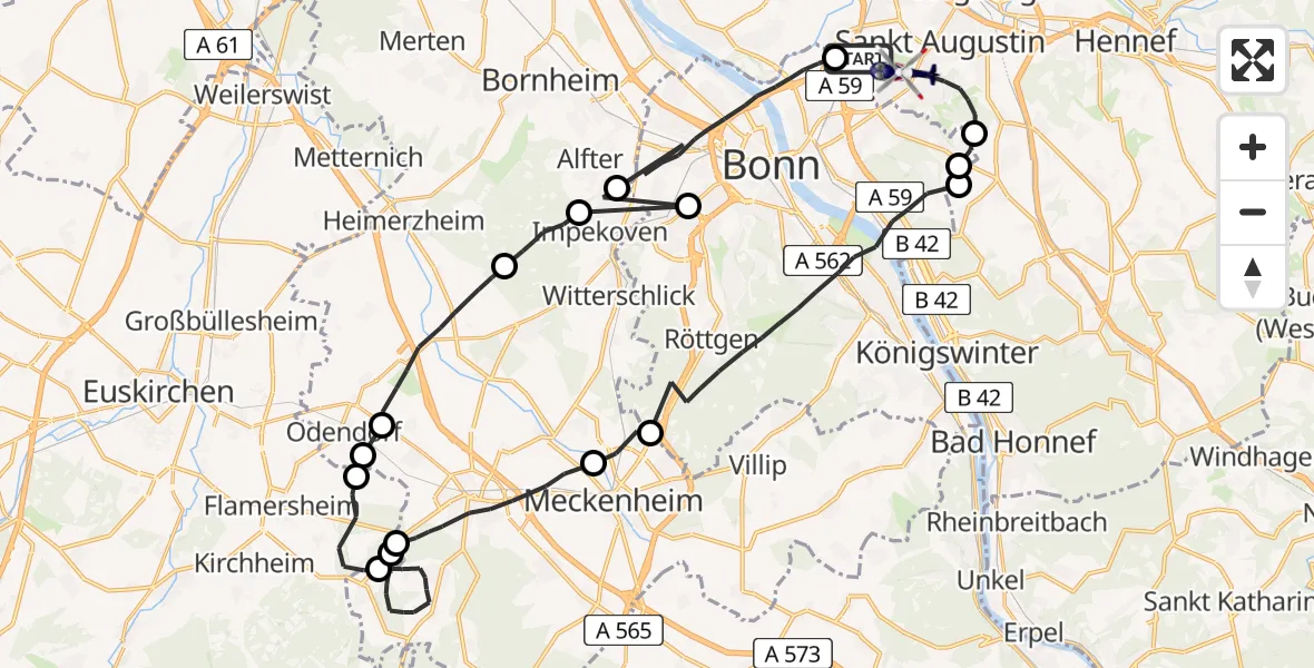Flugroute Polizeihubschrauber Sankt Augustin - Sankt Augustin, 17 April 2026, 06:49