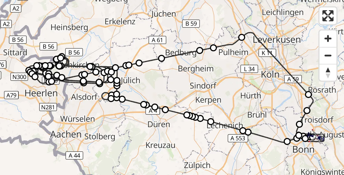 Flugroute Polizeihubschrauber Sankt Augustin - Sankt Augustin, 17 April 2026, 07:01
