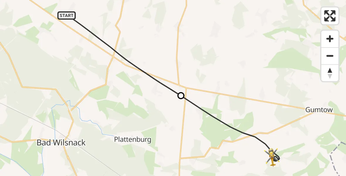 Flugroute Rettungshubschrauber Plattenburg - Gumtow, 17 April 2026, 07:36